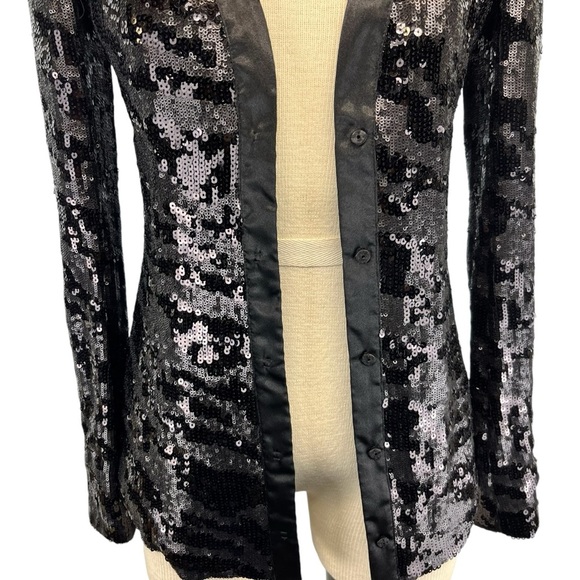 Rachel Zoe Bailey Sequined Zebra Pattern Cardigan Jacket Women Petite in Black - Picture 6 of 11
